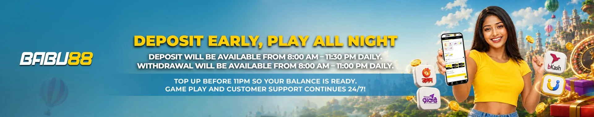 Top Up Early, Play All Night — BABU88 deposit offer