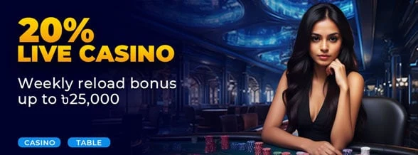 Live Casino Weekly 20% Deposit Bonus